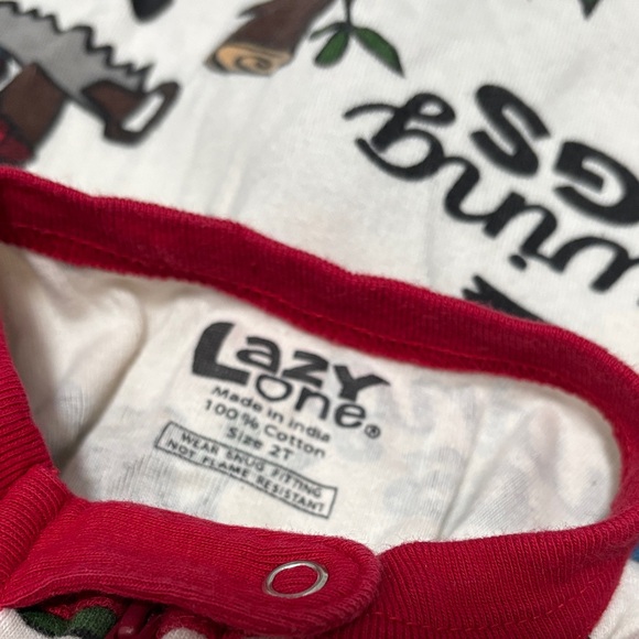 Lazy One Red and White Sawing Logs shorts body suit 2T - Picture 5 of 5